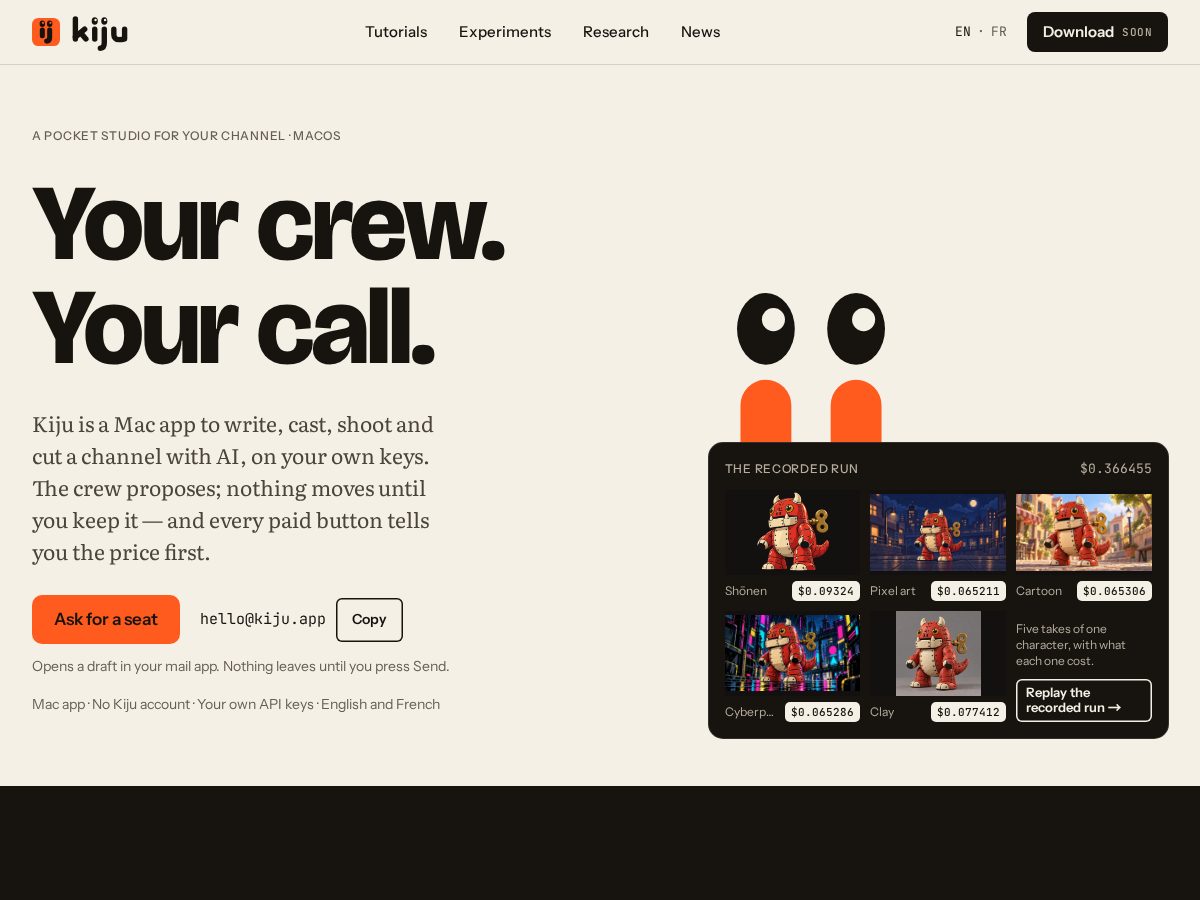 Landing-page snapshot of kiju.app