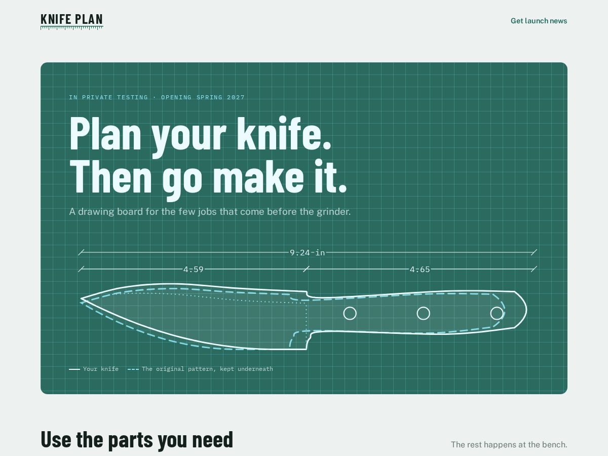 Landing-page snapshot of knifeplan.com