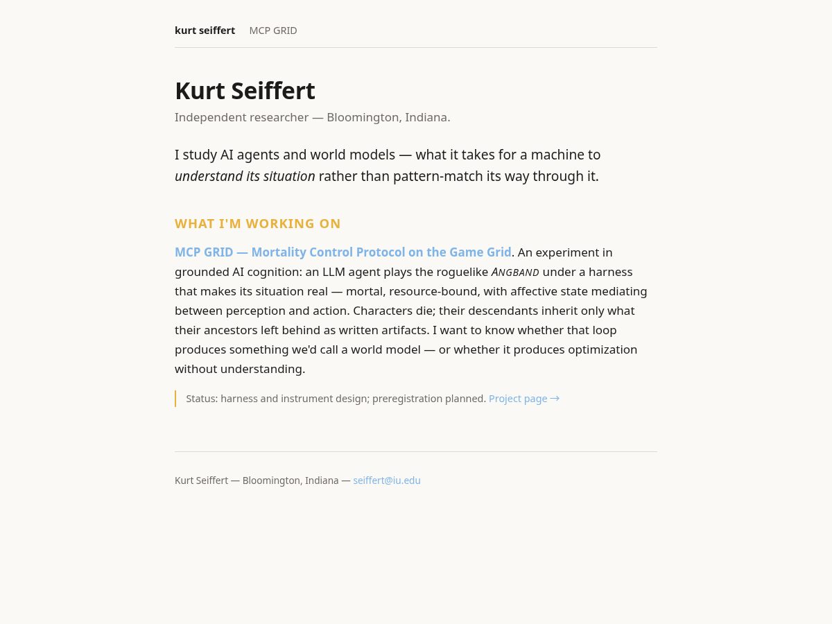 Landing-page snapshot of kurtseiffert.dev