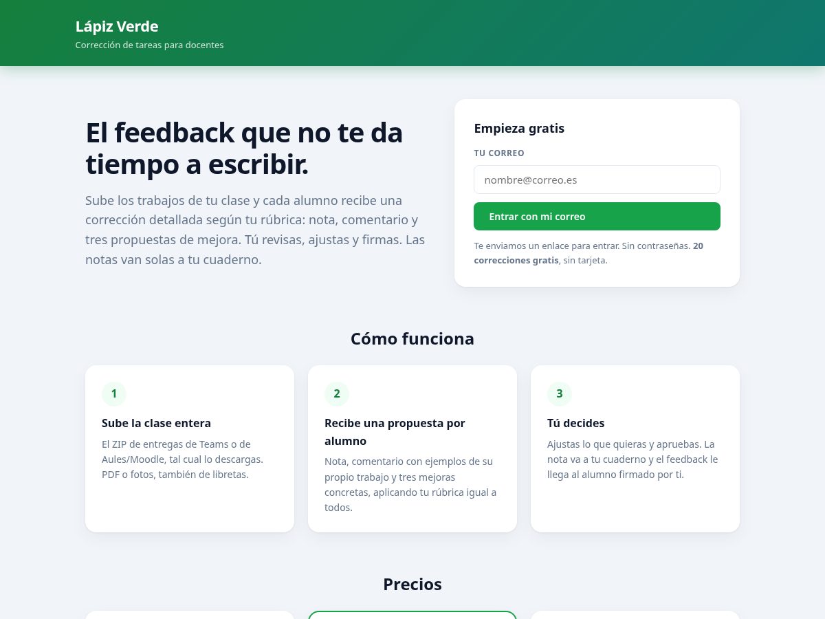 Landing-page snapshot of lapizverde.com