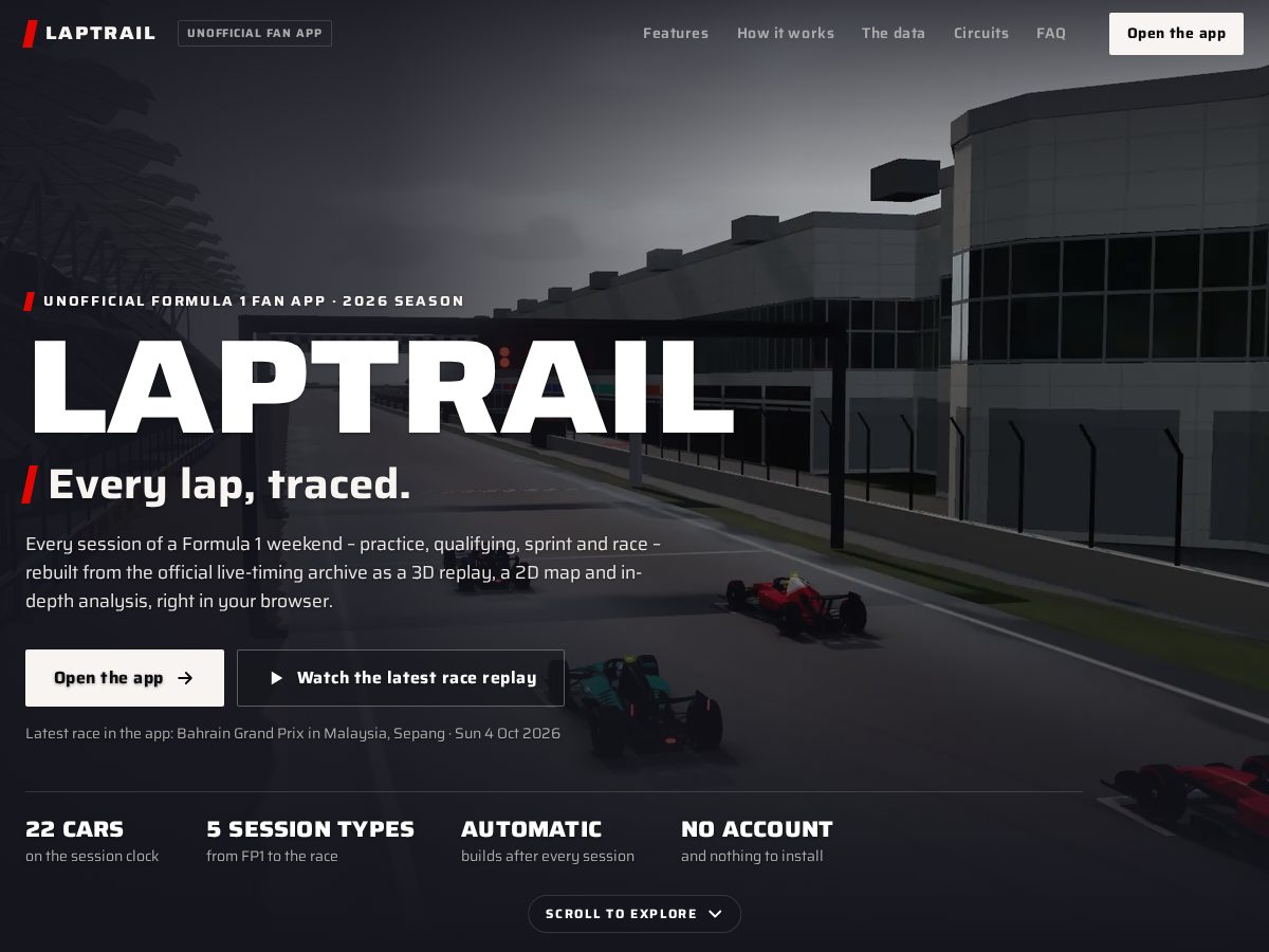 Landing-page snapshot of laptrail.com