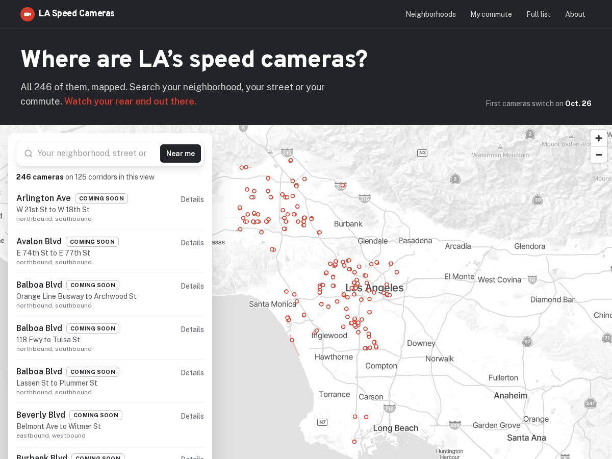 Landing-page snapshot of laspeedcameras.com