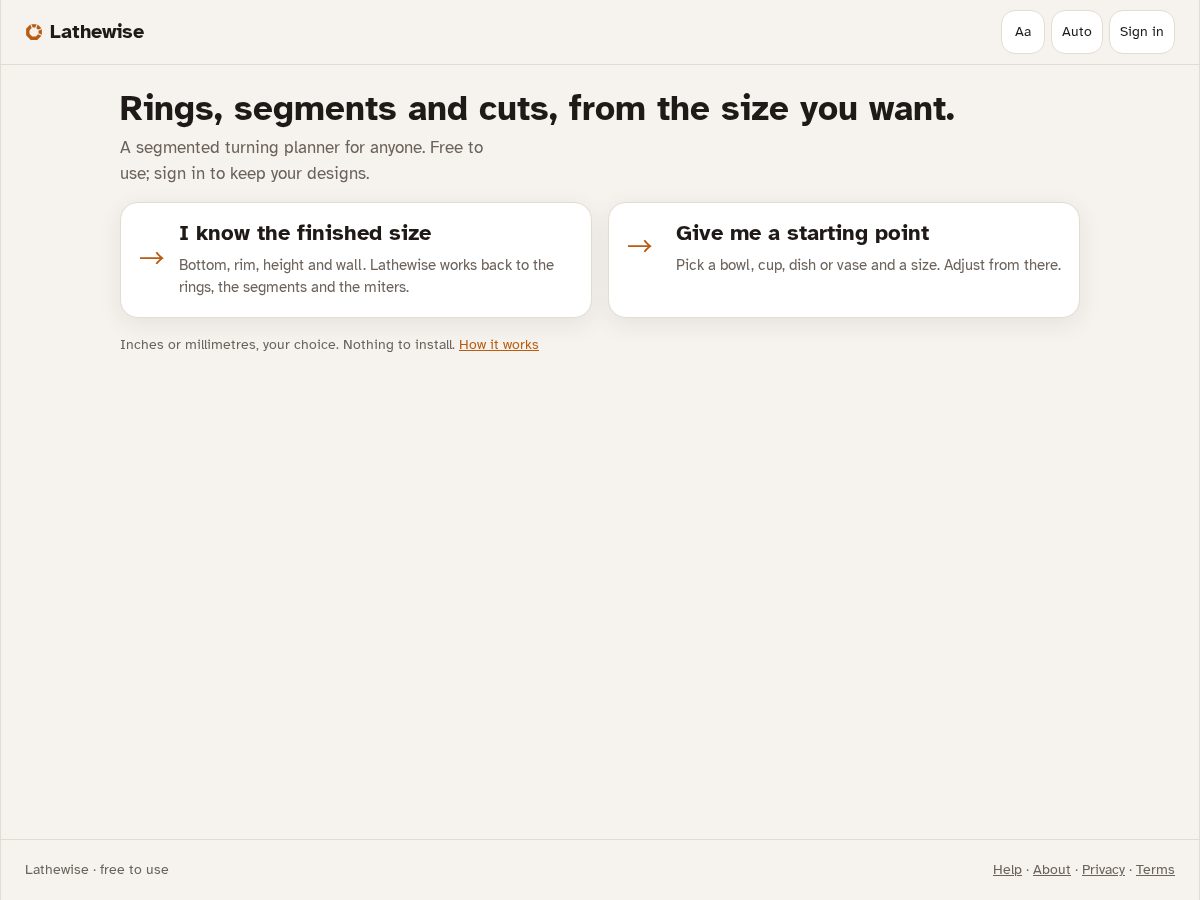 Landing-page snapshot of lathewise.app