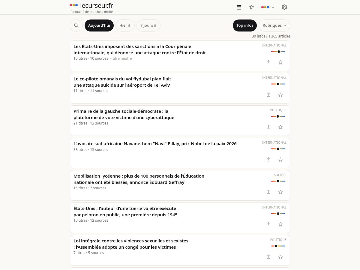 Landing-page snapshot of lecurseur.info