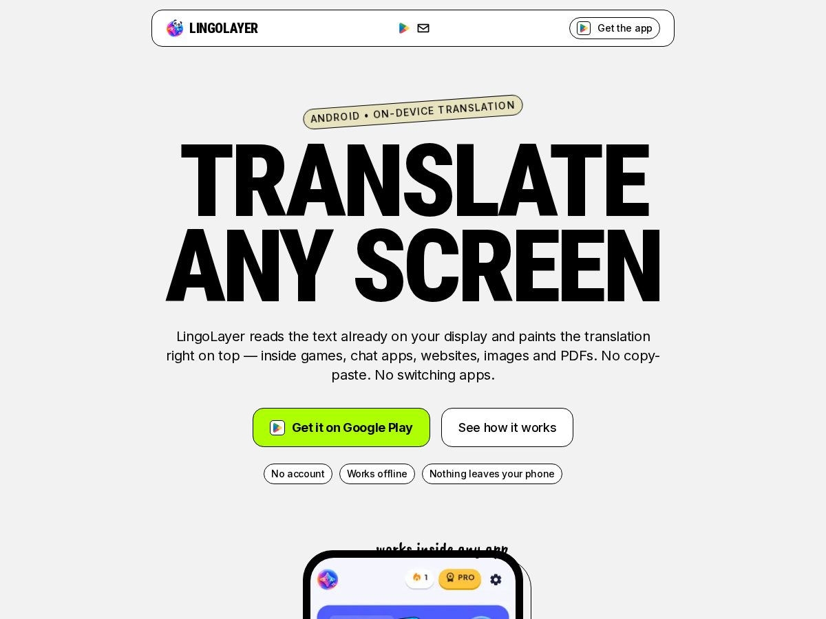 Landing-page snapshot of lingolayer.app