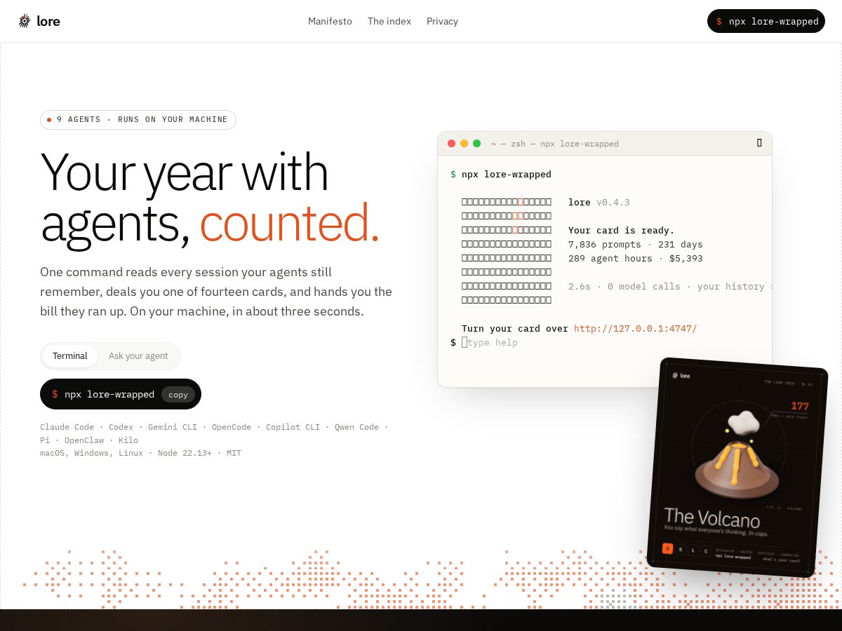 Landing-page snapshot of lore-wrapped.com