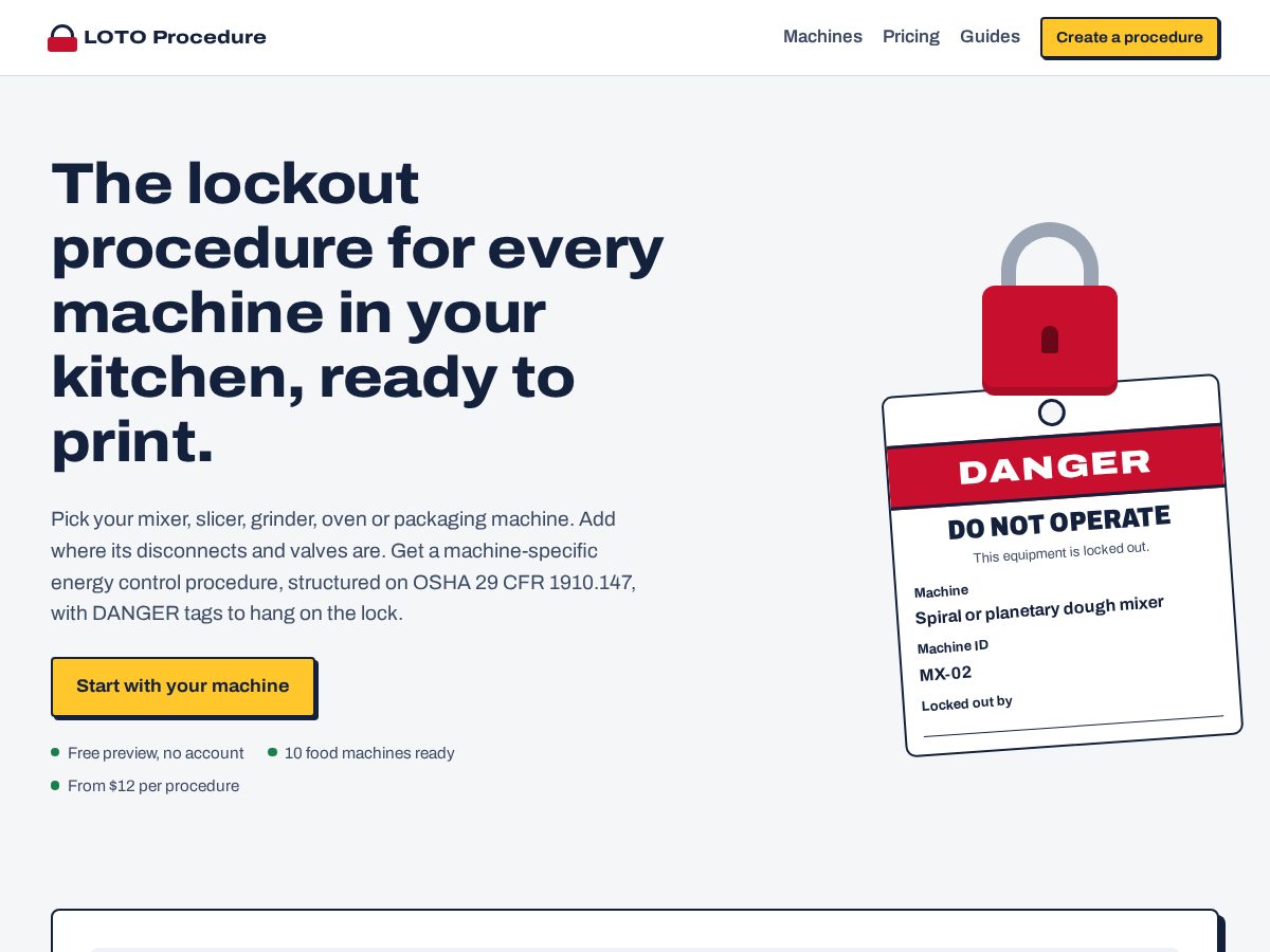 Landing-page snapshot of lotoprocedure.online