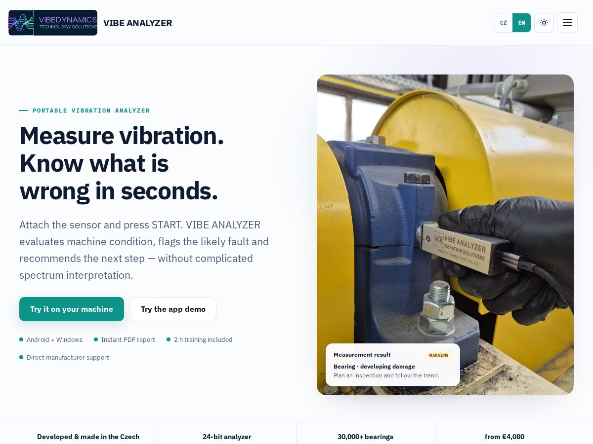 Landing-page snapshot of machinerycondition.com