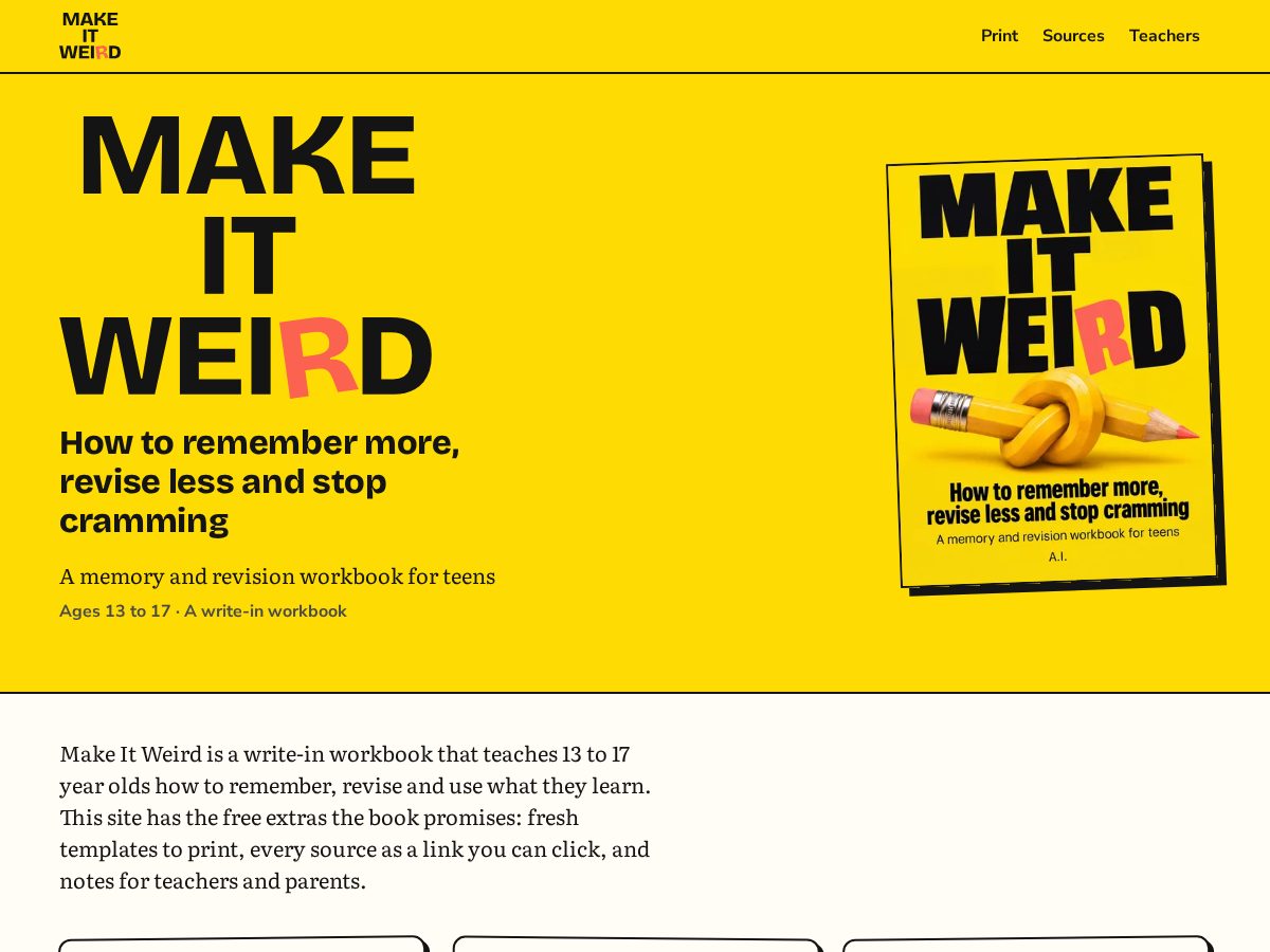 Landing-page snapshot of make-it-weird.com
