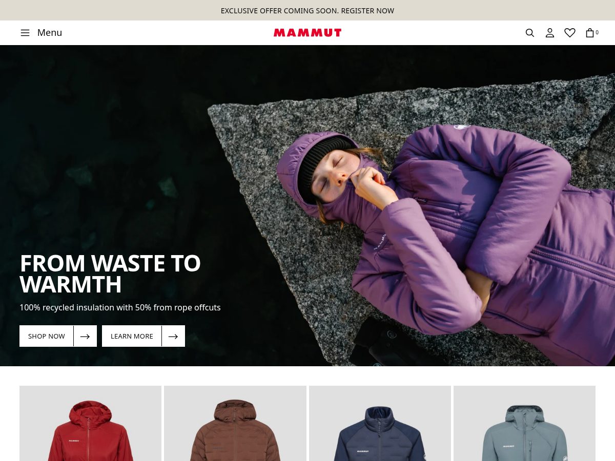 Landing-page snapshot of mammutoutletusa.com