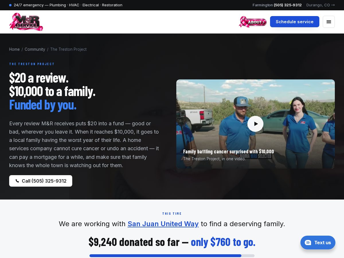 Landing-page snapshot of mandrcommunitygivingproject.store