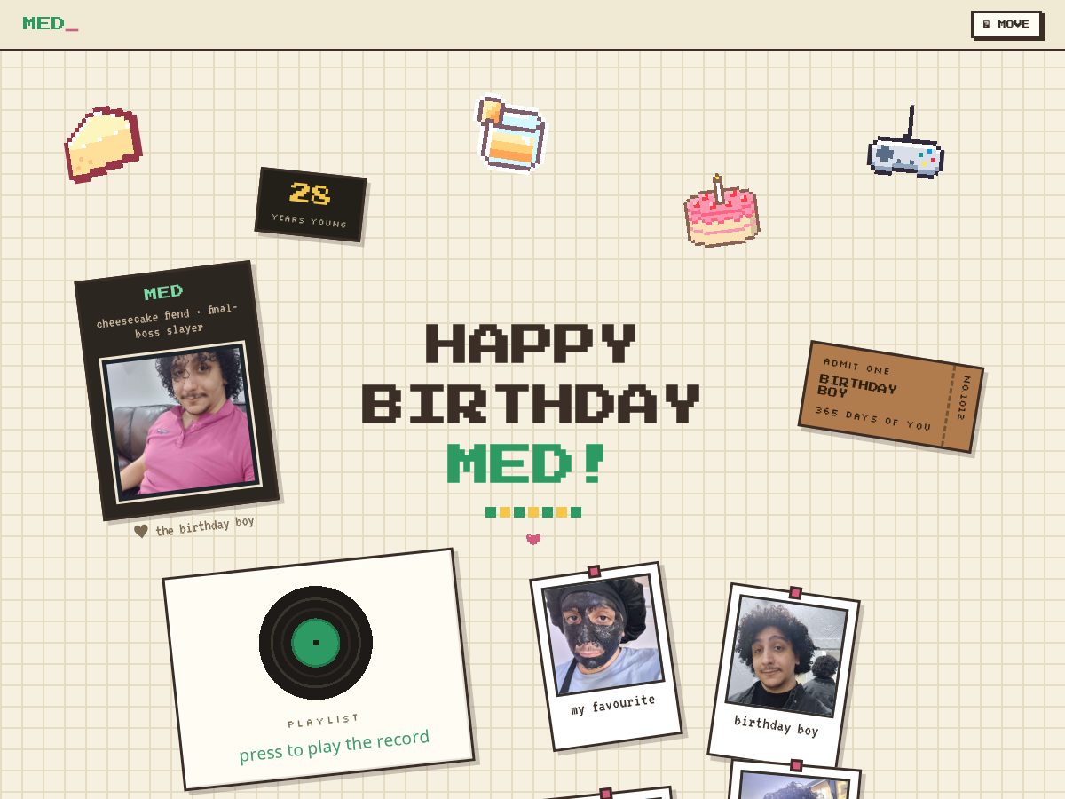 Landing-page snapshot of medbirthday.xyz