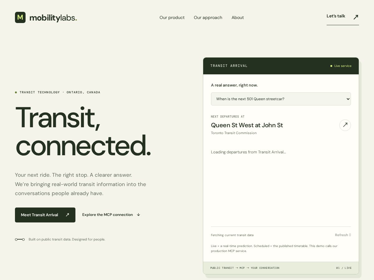 Landing-page snapshot of mobilitylabs.net