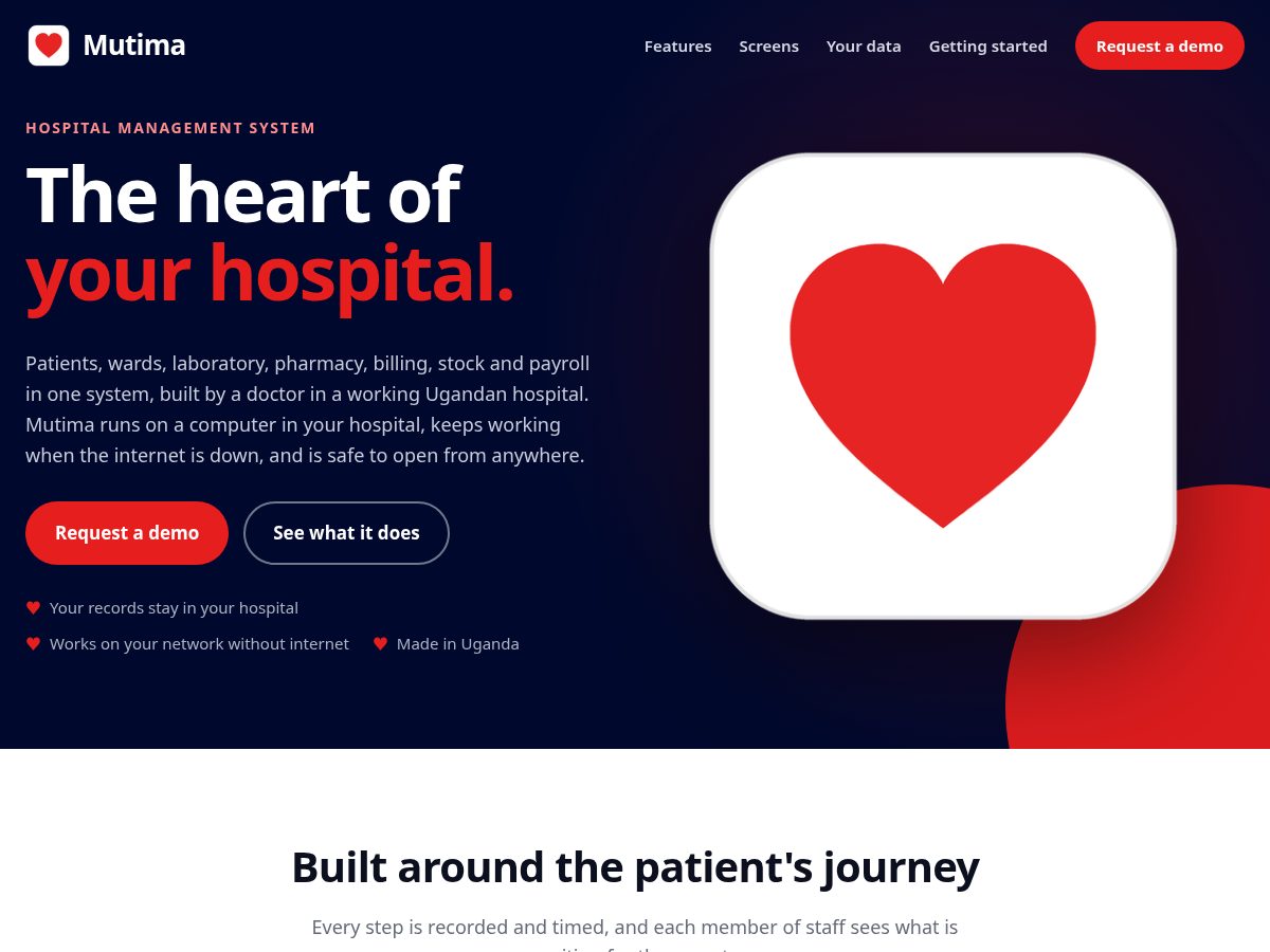 Landing-page snapshot of mutima.app