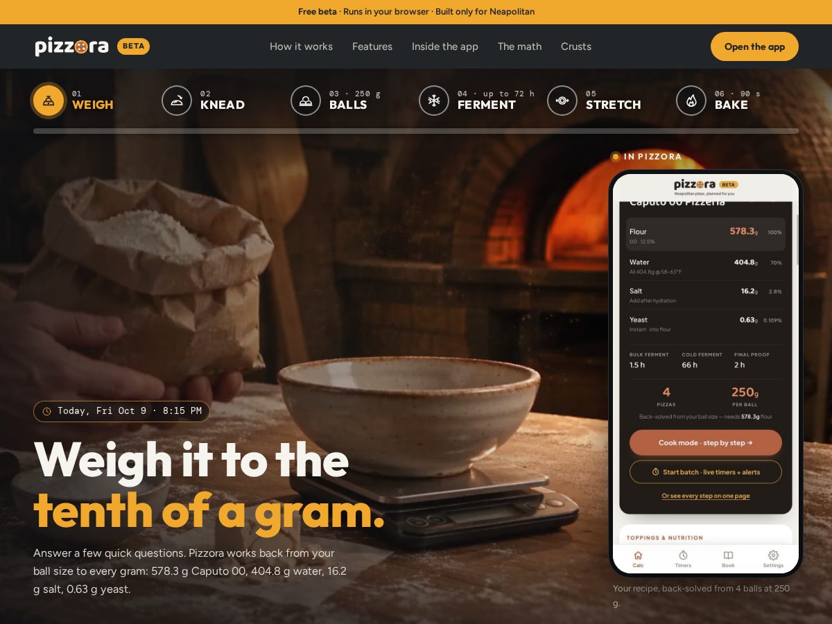 Landing-page snapshot of mypizzora.com
