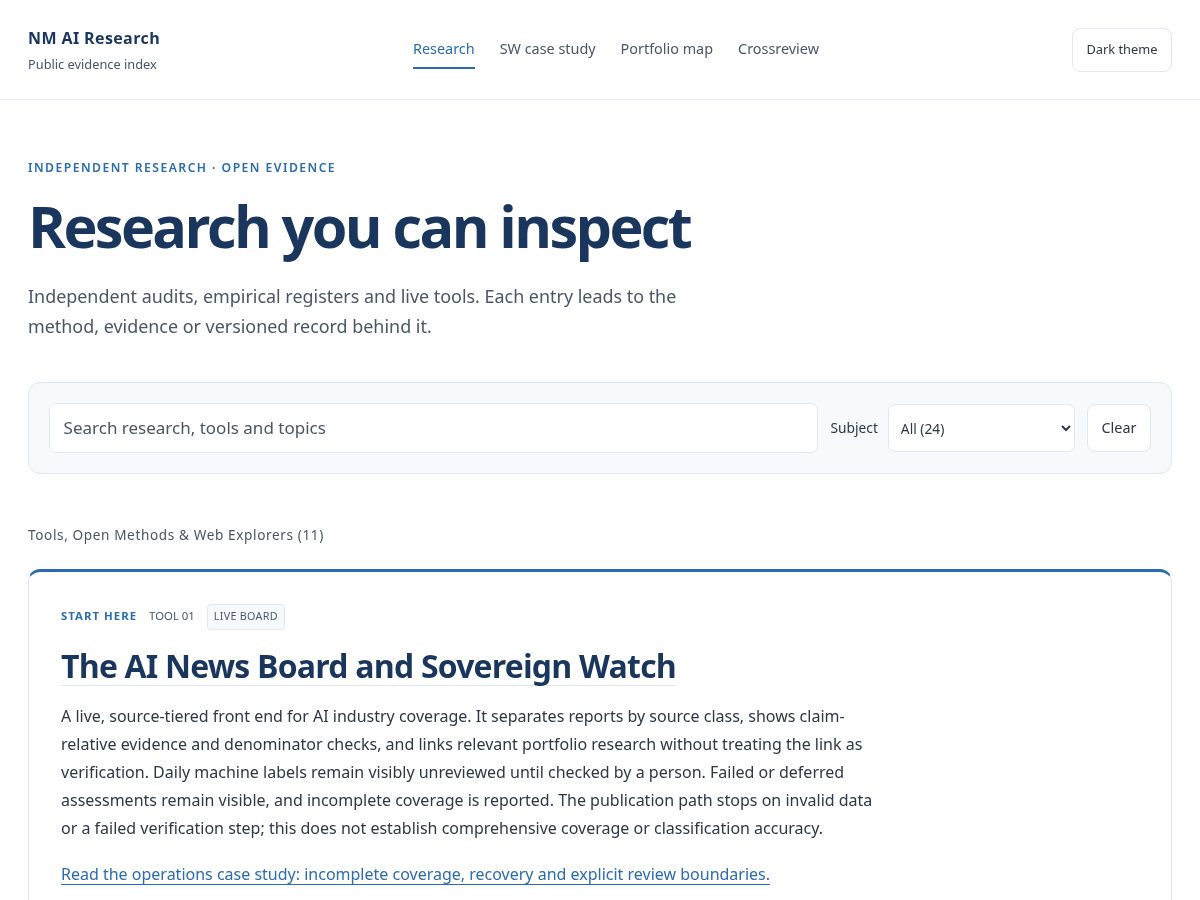 Landing-page snapshot of nmairesearch.com