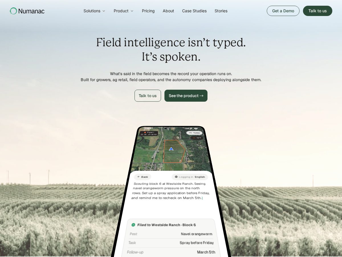 Landing-page snapshot of numanacapp.com