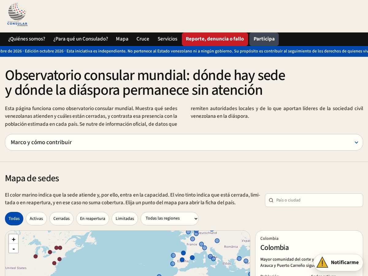 Landing-page snapshot of observatorioconsularvenezolano.org