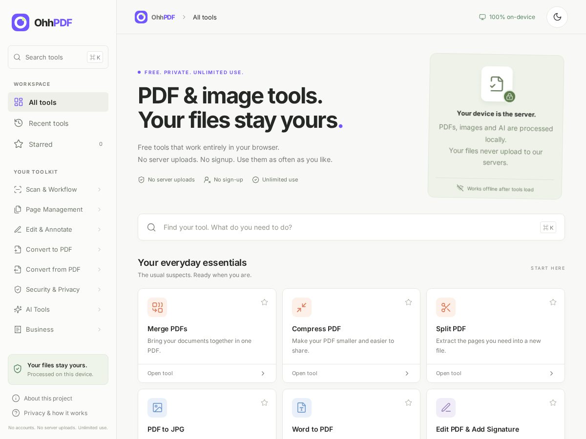 Landing-page snapshot of ohhpdf.space