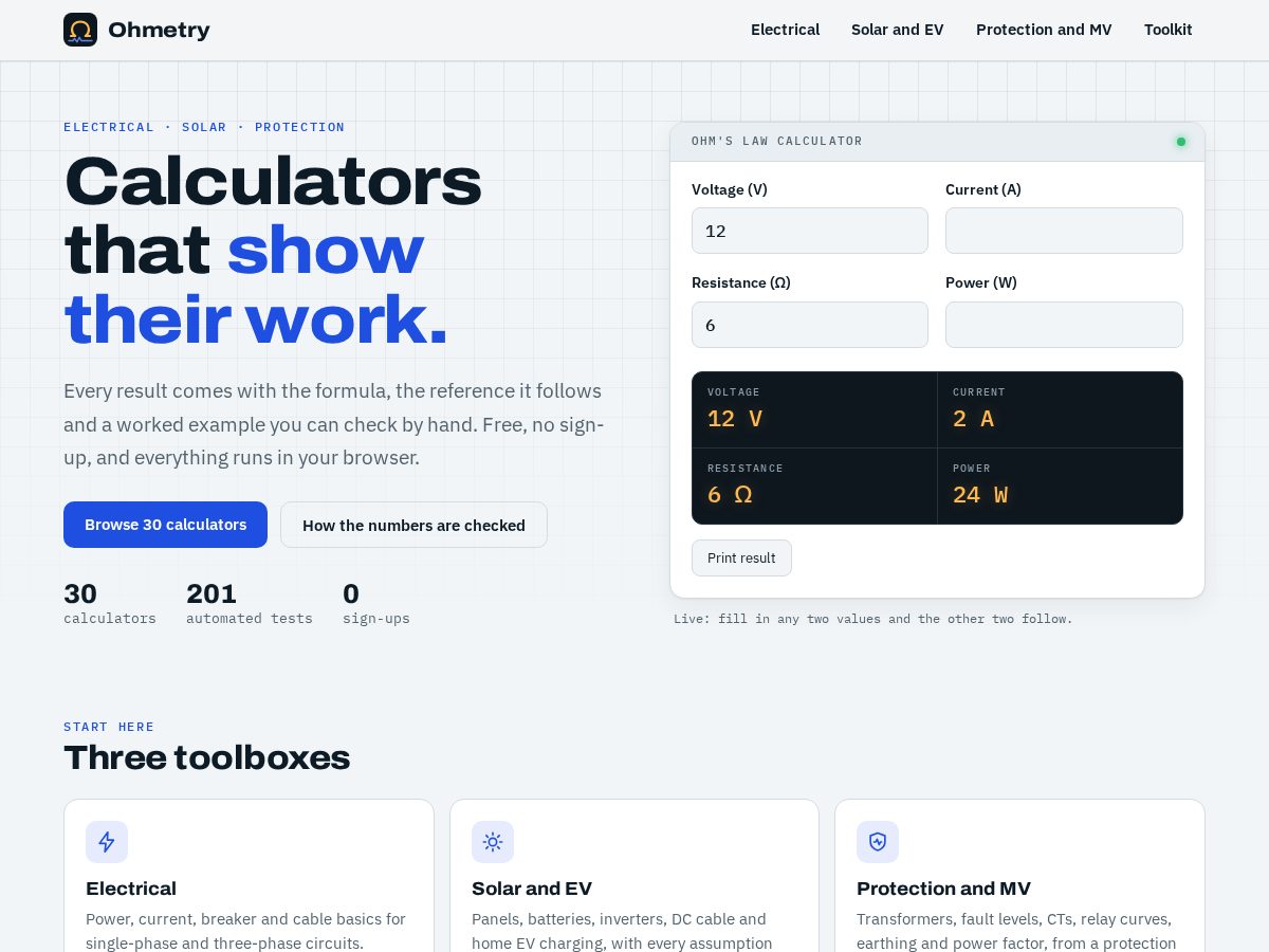 Landing-page snapshot of ohmetry.com