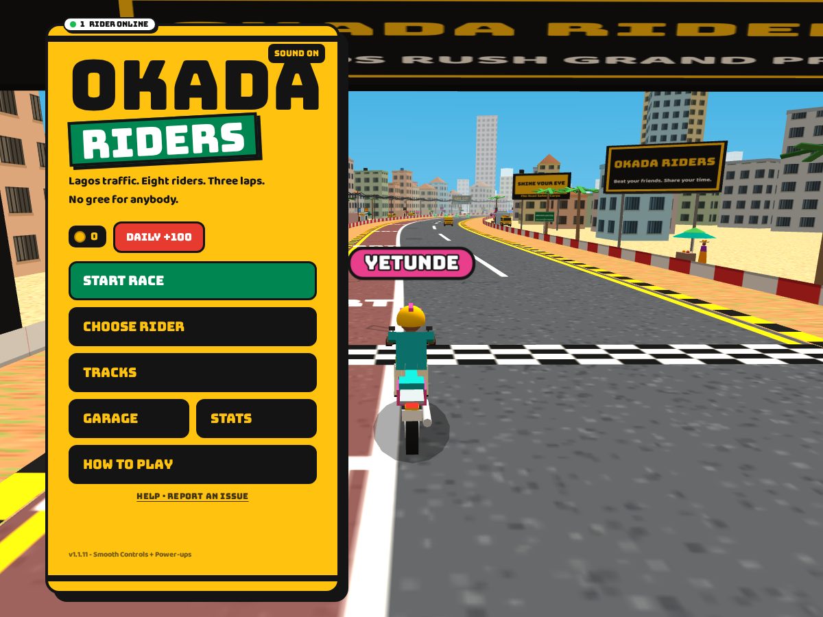 Landing-page snapshot of okadariders.app