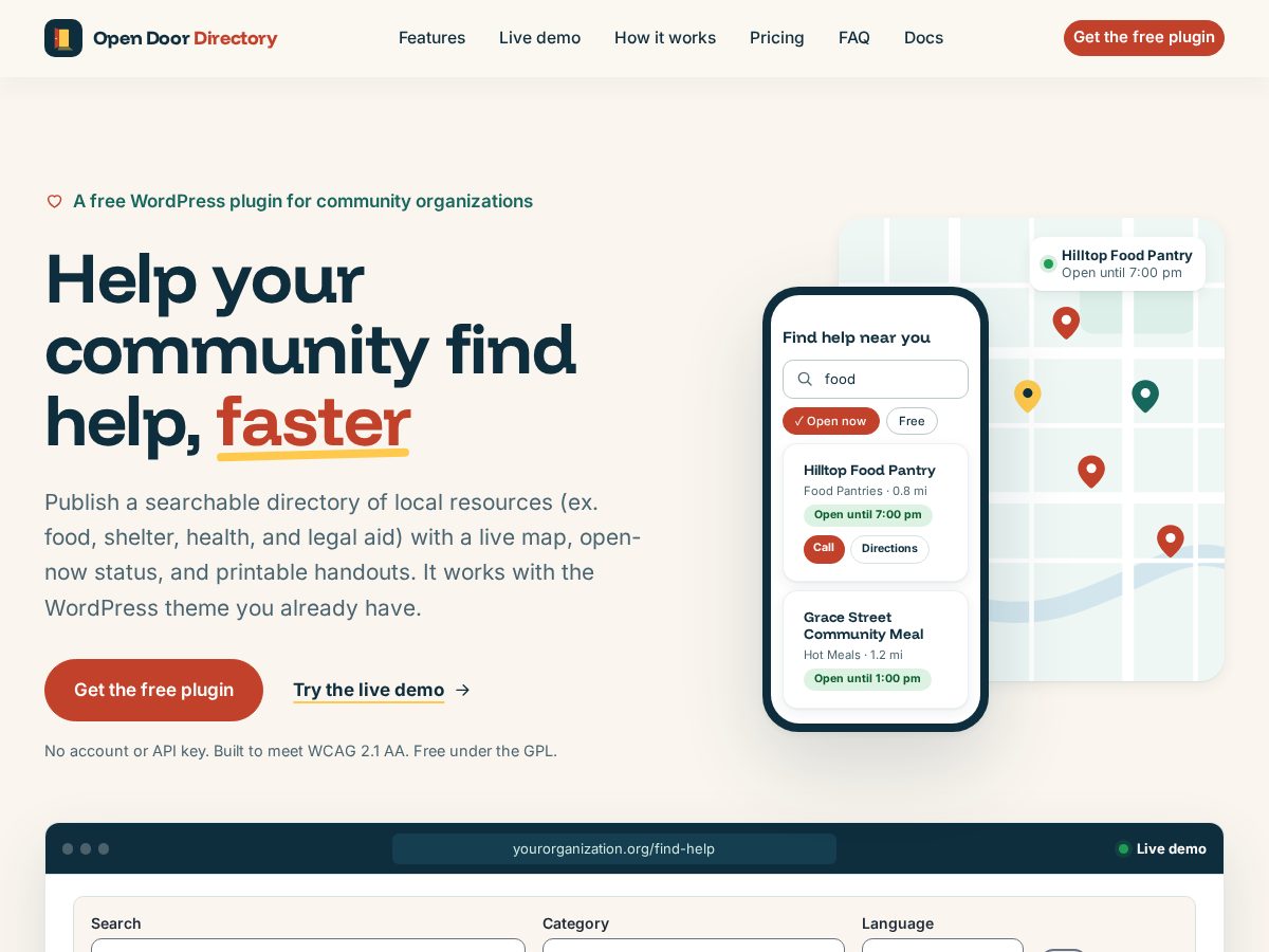 Landing-page snapshot of opendoordirectory.com