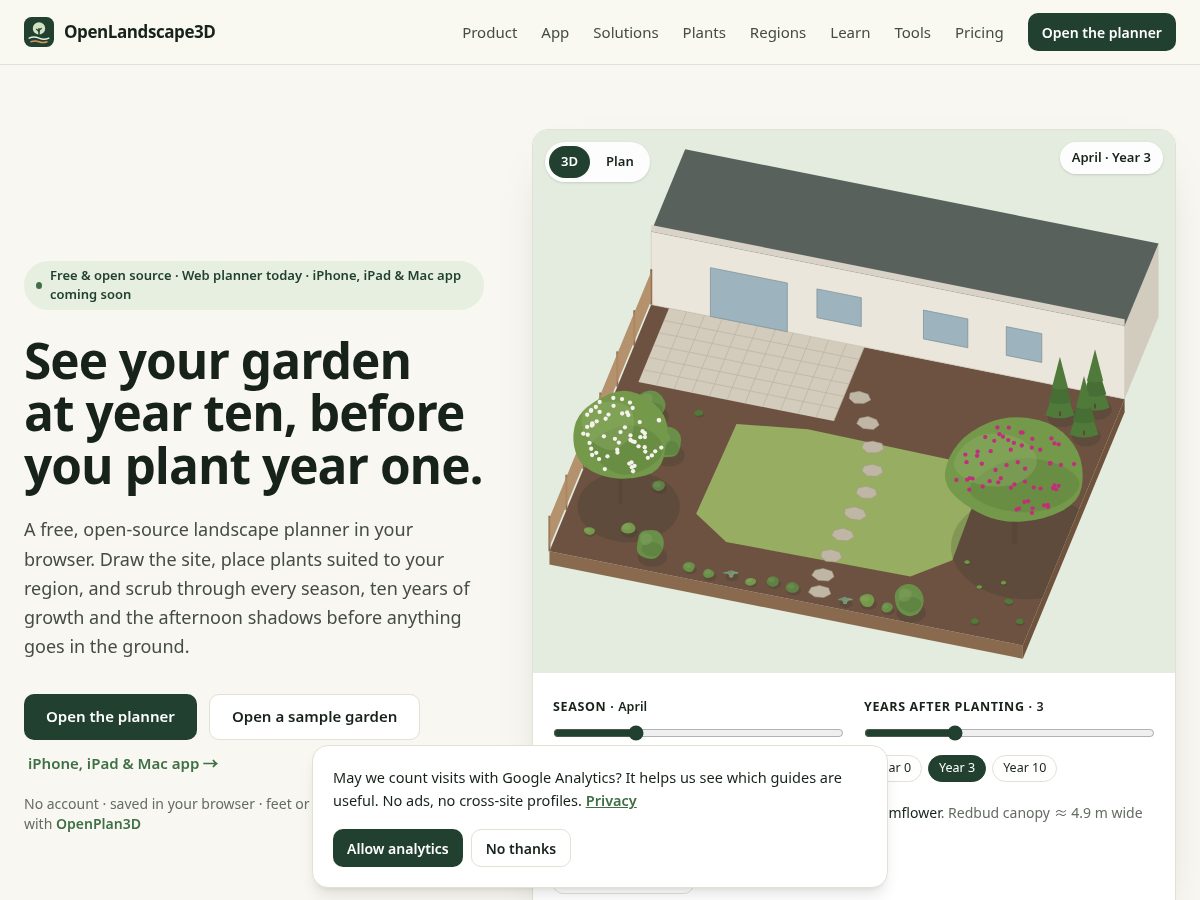 Landing-page snapshot of openlandscape3d.com