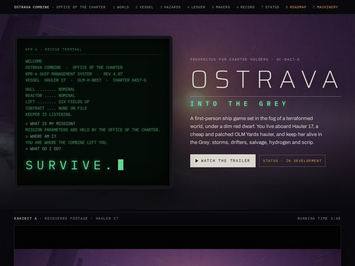 Landing-page snapshot of ostravacombine.com