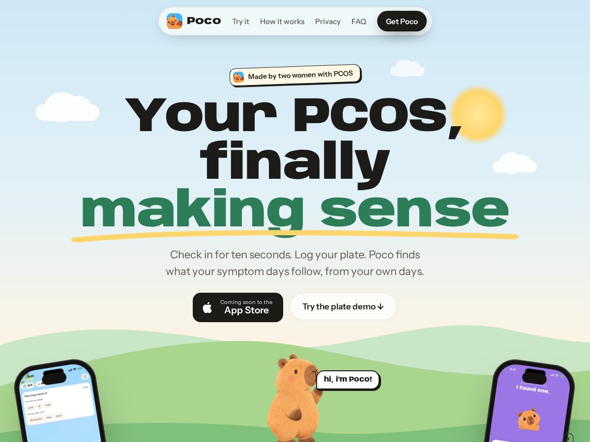 Landing-page snapshot of pcos-poco.com
