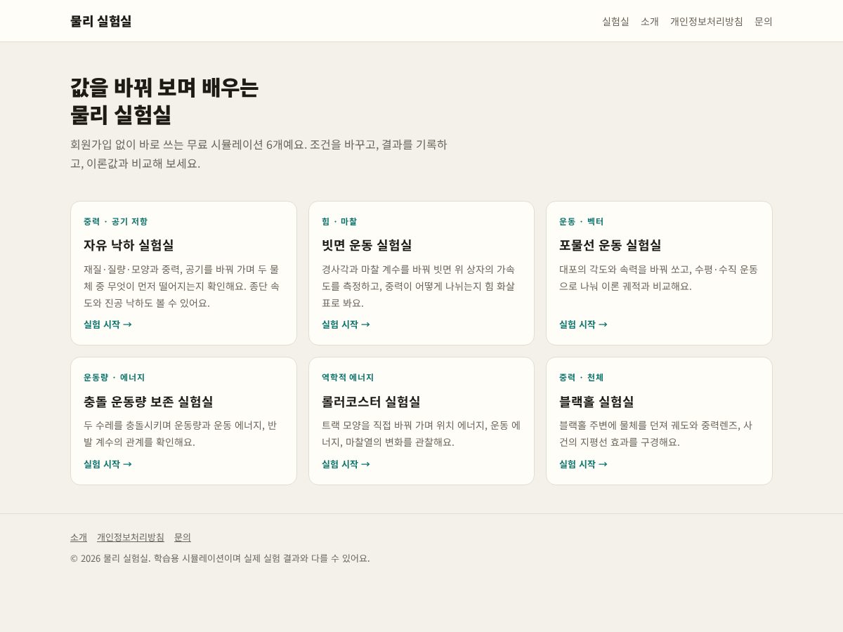 Landing-page snapshot of physics-lap.com