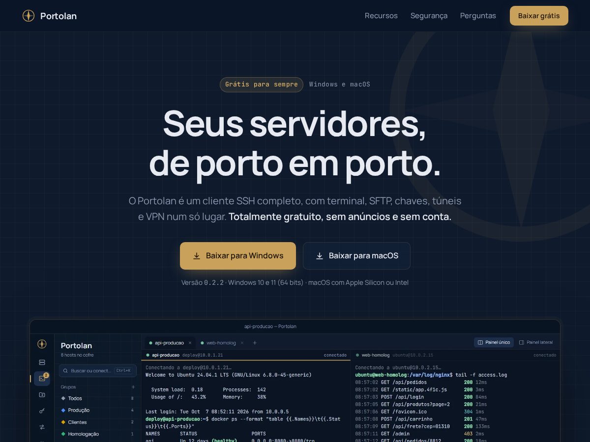 Landing-page snapshot of portolanssh.com