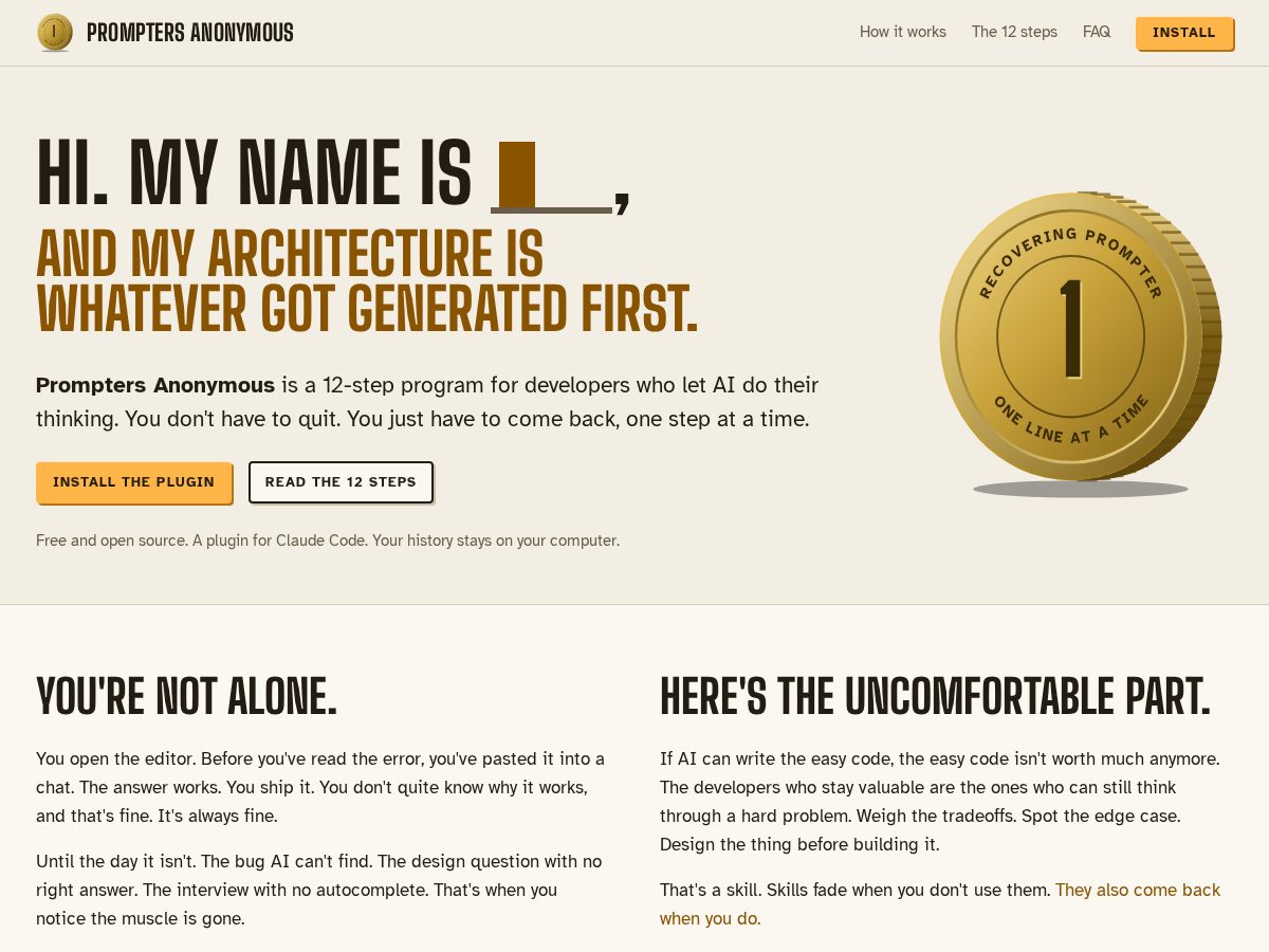 Landing-page snapshot of promptersanon.com