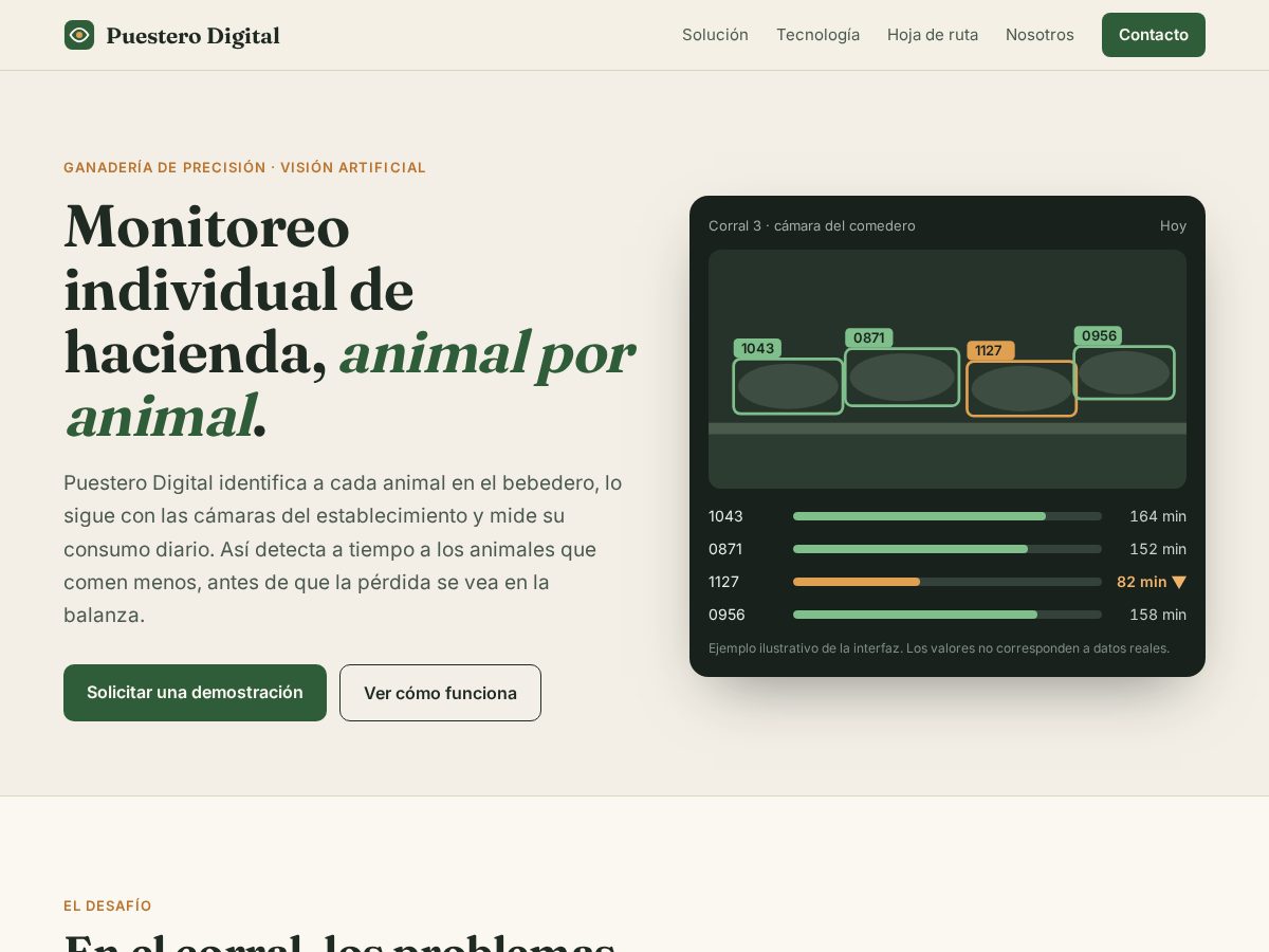 Landing-page snapshot of puesterodigital.com