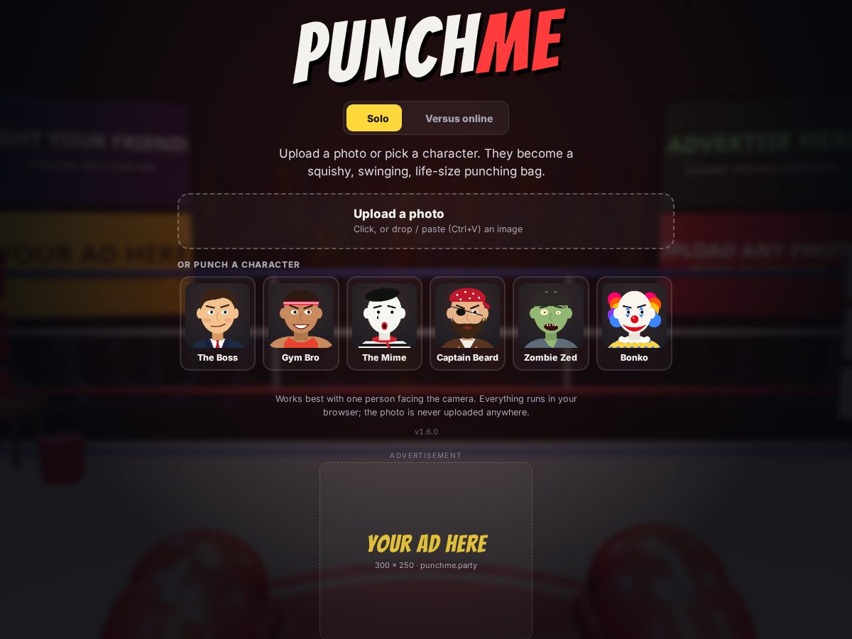 Landing-page snapshot of punchme.party
