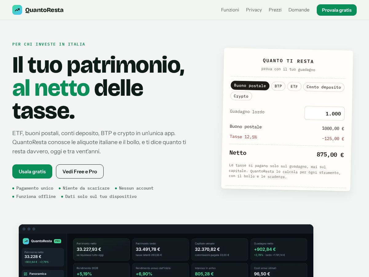 Landing-page snapshot of quantoresta.com