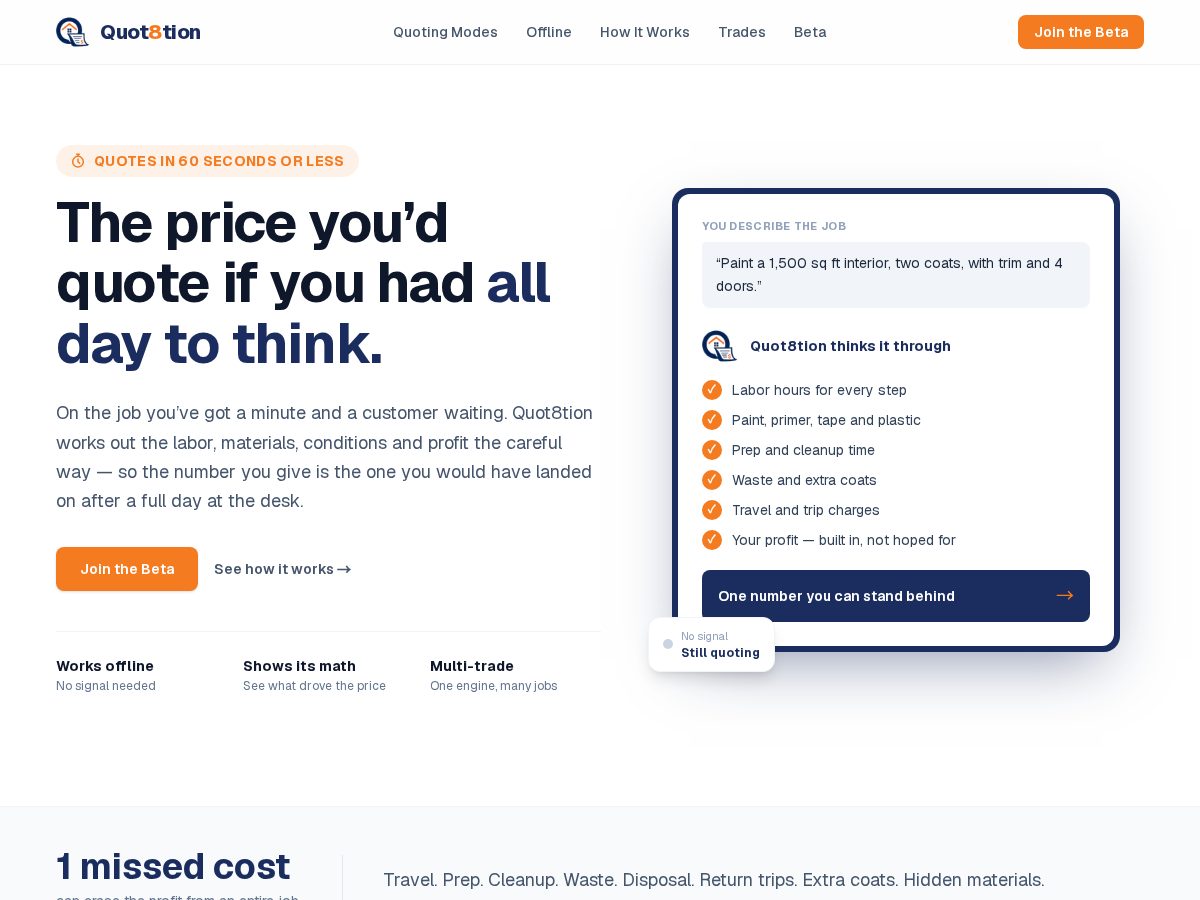 Landing-page snapshot of quot8tion.com
