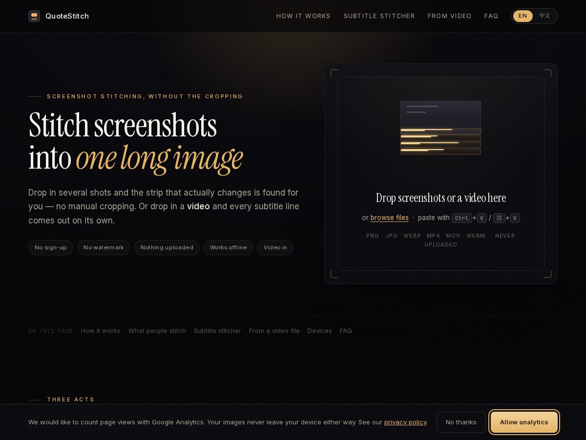 Landing-page snapshot of quotestitch.app