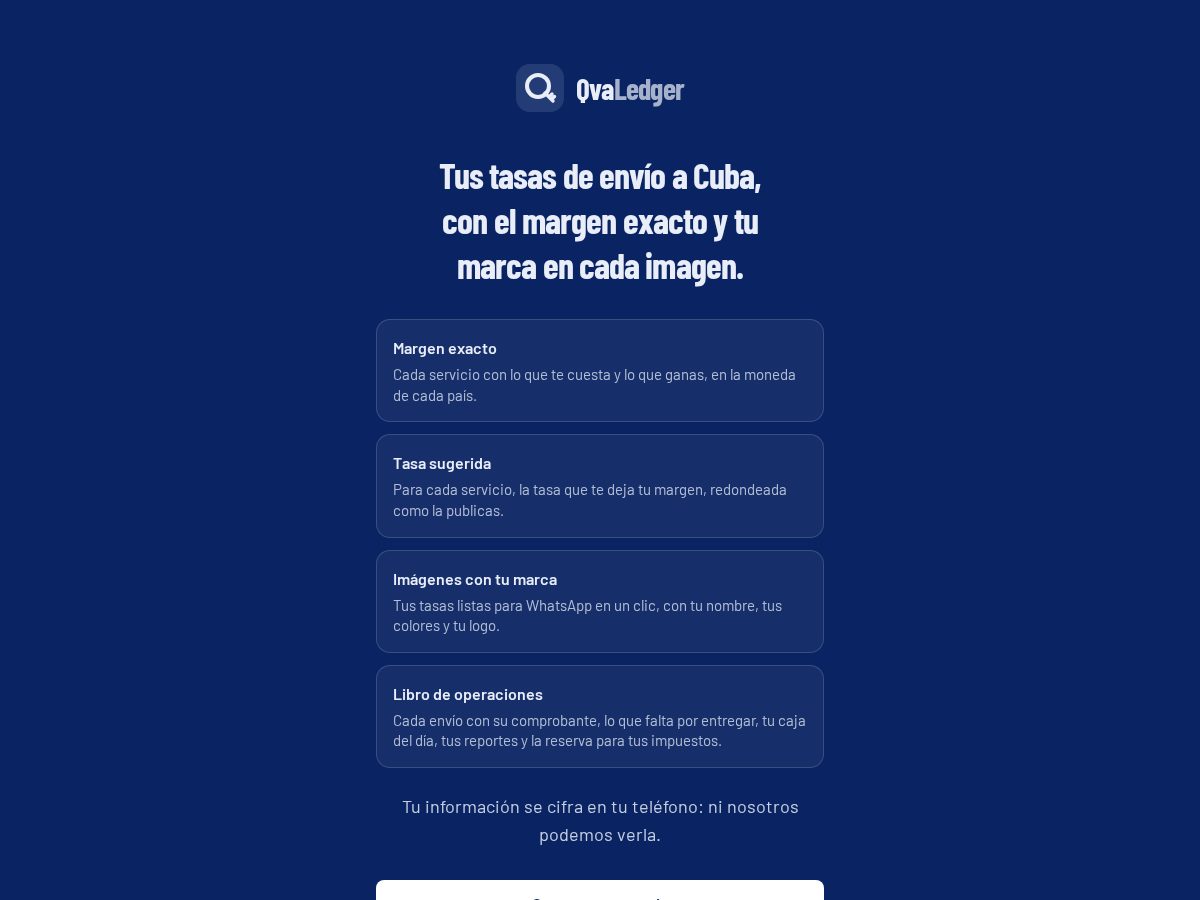 Landing-page snapshot of qvaledger.com