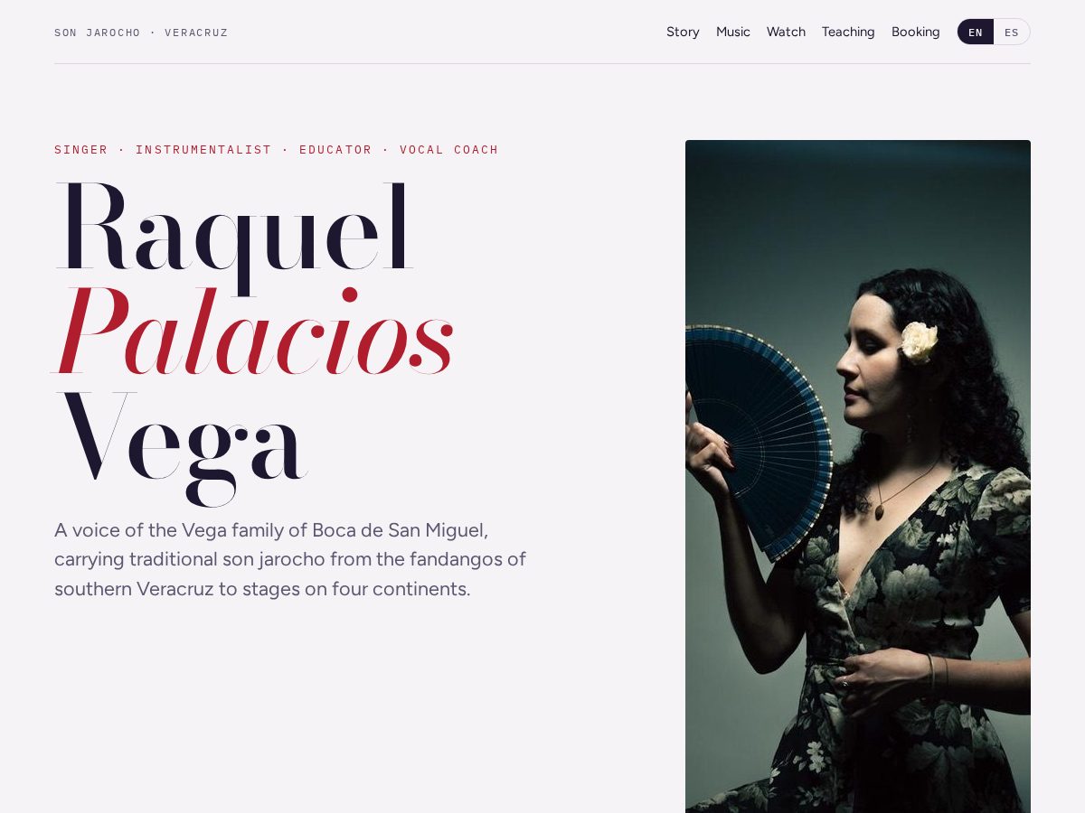 Landing-page snapshot of raquelpalaciosvega.com