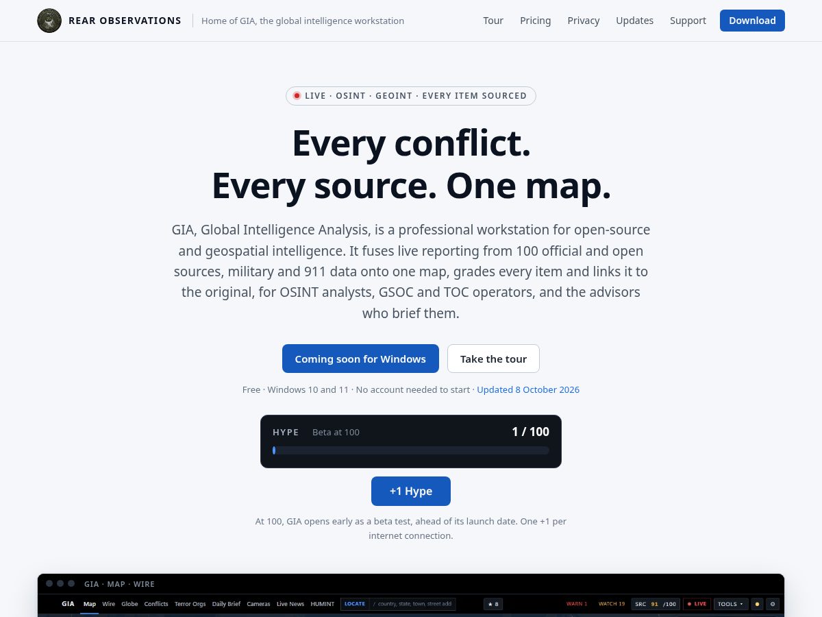 Landing-page snapshot of rearobservations.store