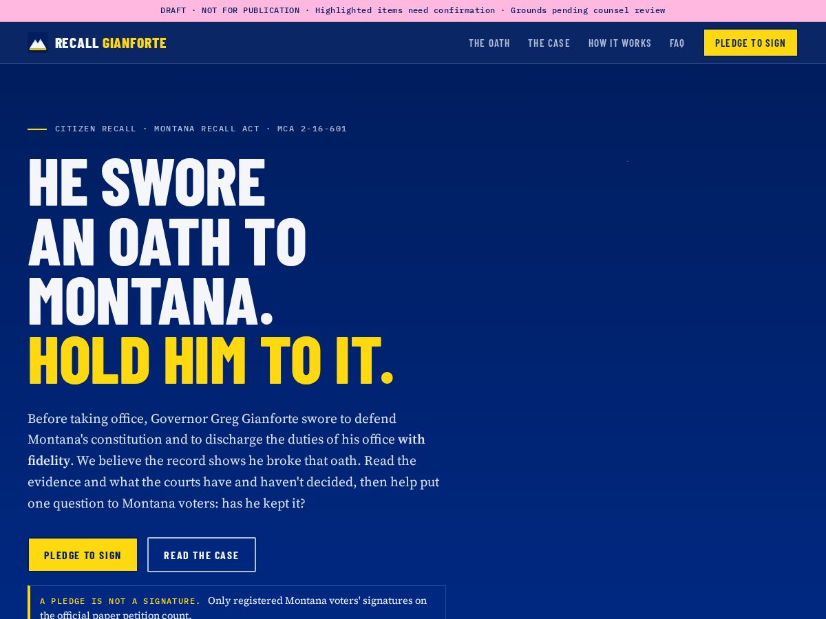 Landing-page snapshot of recallmontana.com