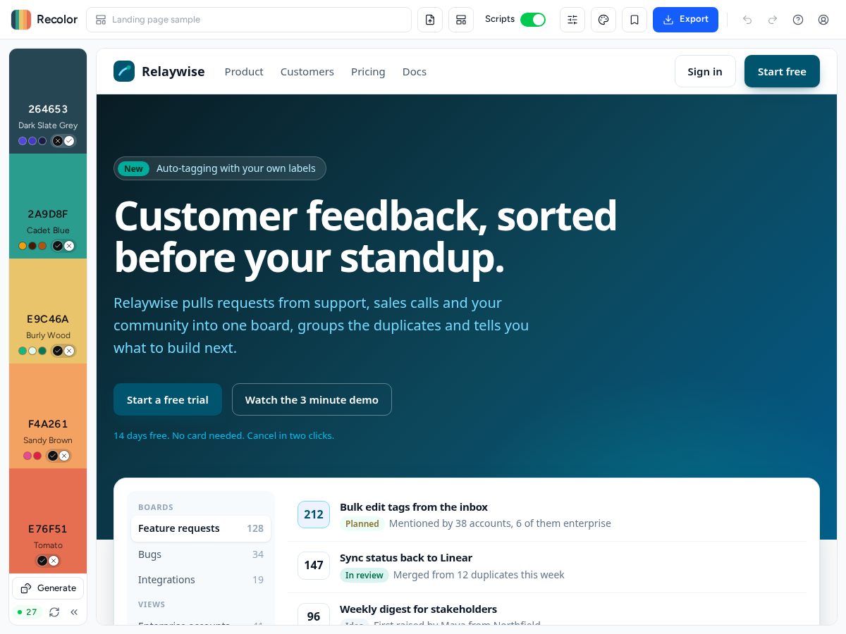 Landing-page snapshot of recolor.page