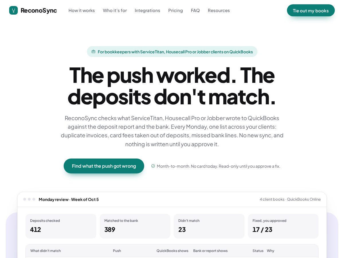 Landing-page snapshot of reconosync.com