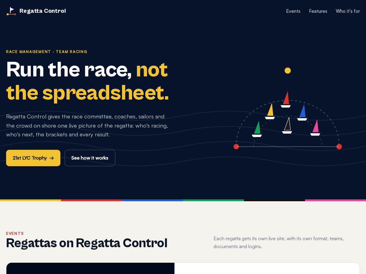 Landing-page snapshot of regattacontrol.com