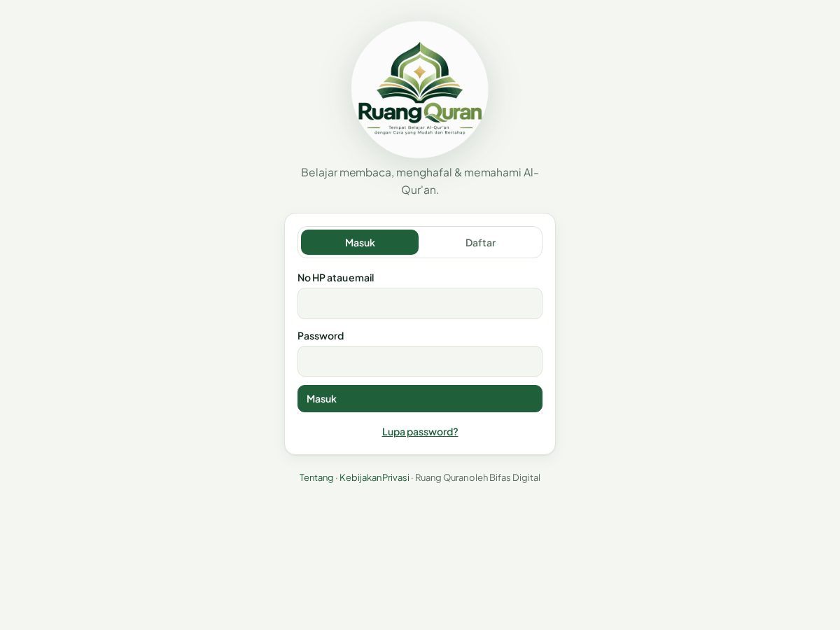 Landing-page snapshot of ruangquran.com