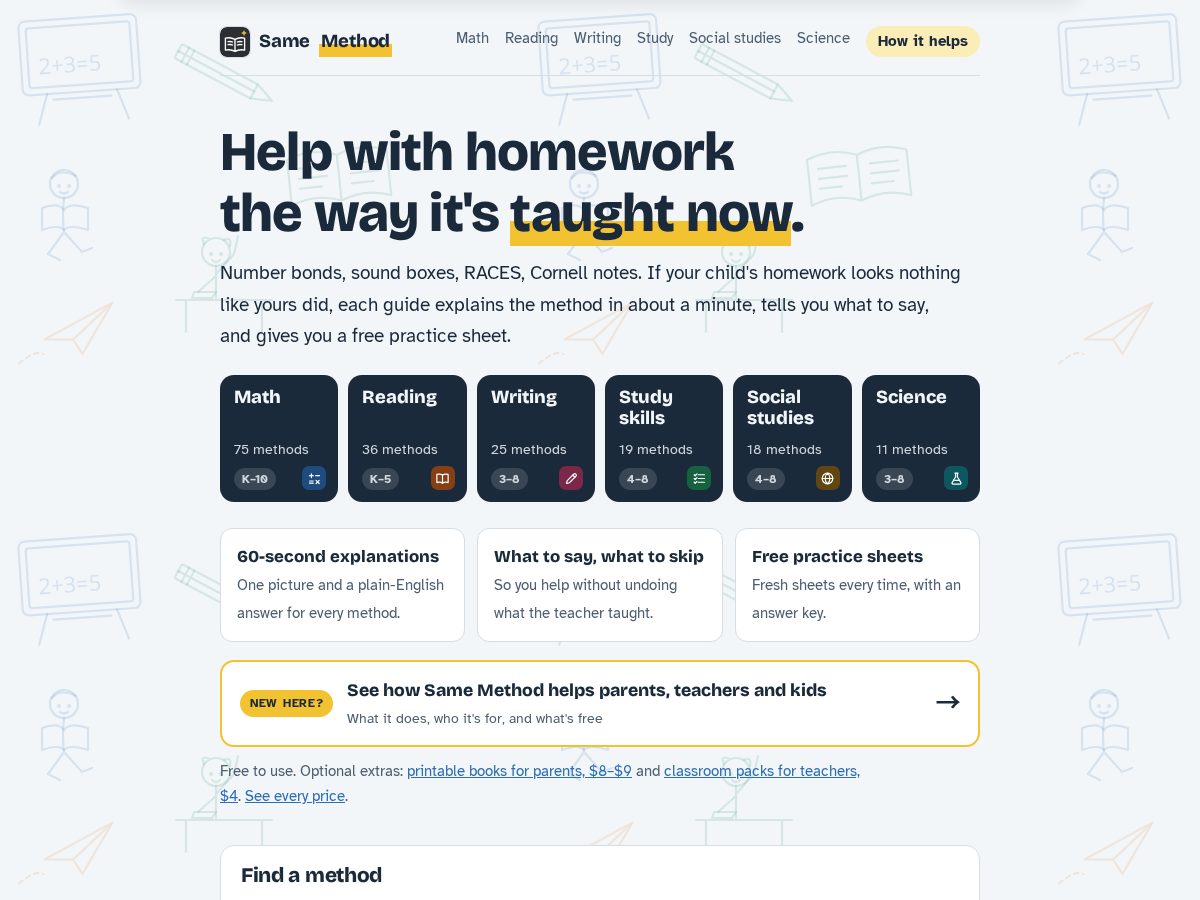 Landing-page snapshot of samemethod.com