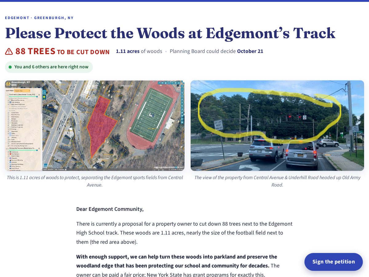 Landing-page snapshot of saveedgemontwoods.com