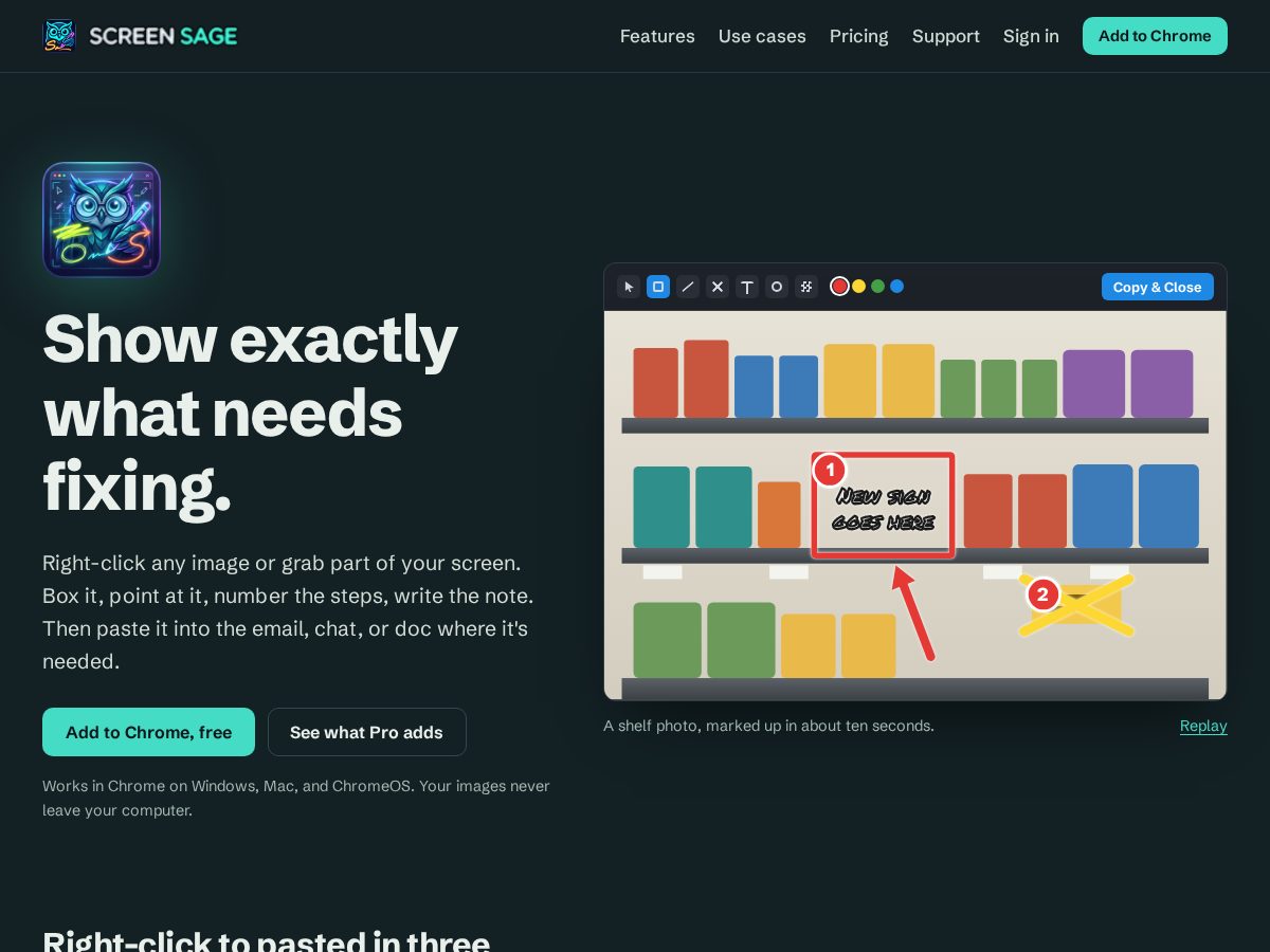 Landing-page snapshot of screensage.app