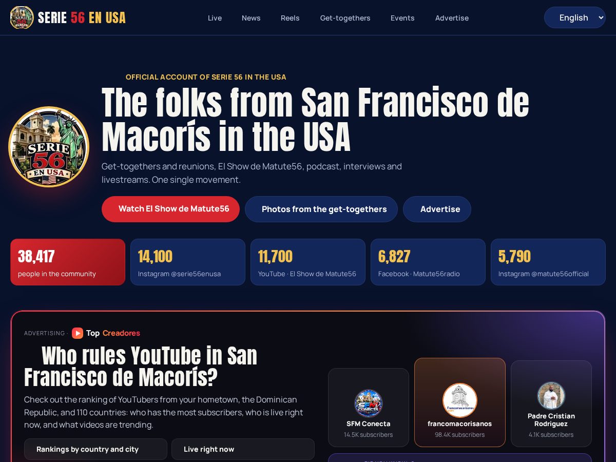 Landing-page snapshot of serie56enusa.com