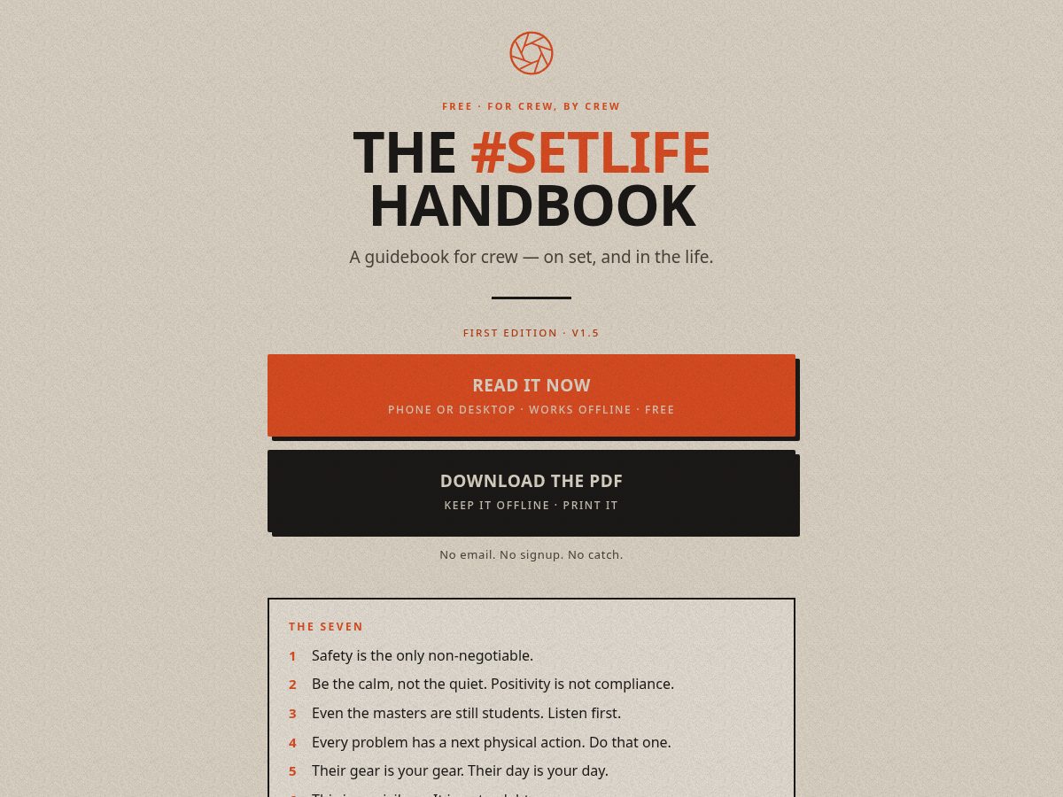 Landing-page snapshot of setlifehandbook.org